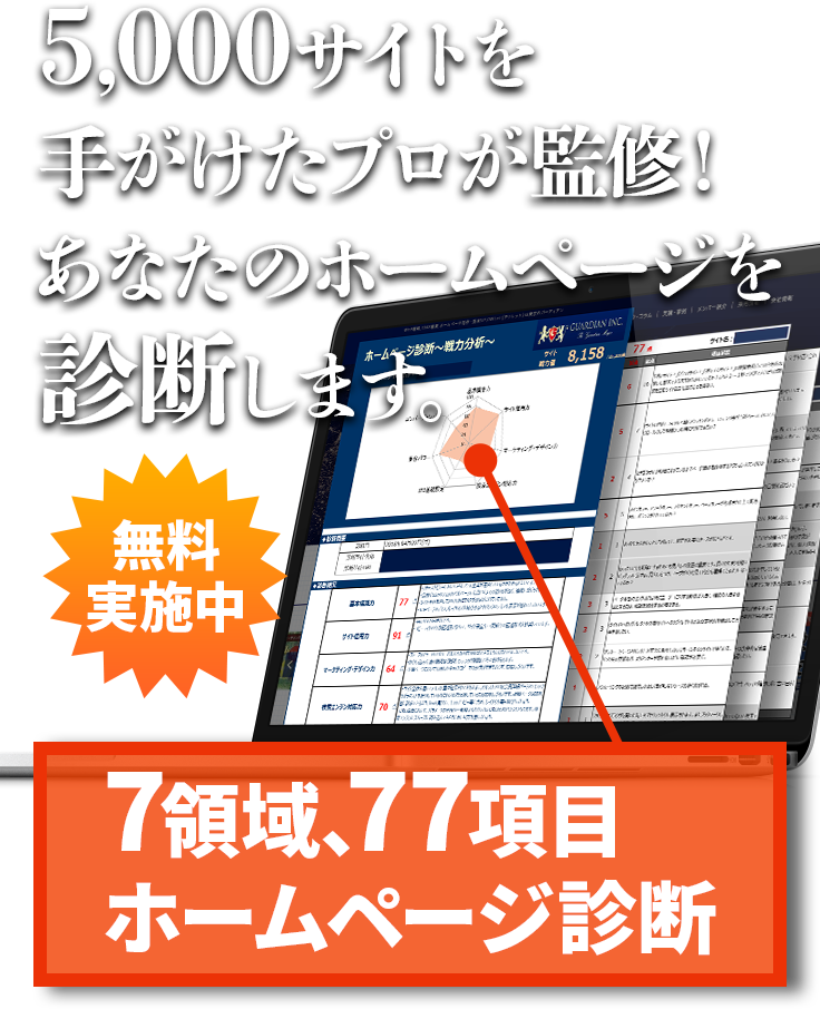 5,000サイトを手がけたプロが監修！あなたのホームページを診断します。